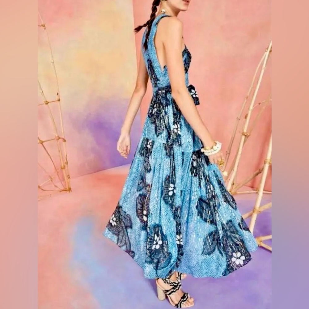 🌺🎉HP🎉🌺 NWT Ulla Johnson Adora Silk Chiffon Midi Dress Sky - Picture 6 of 17